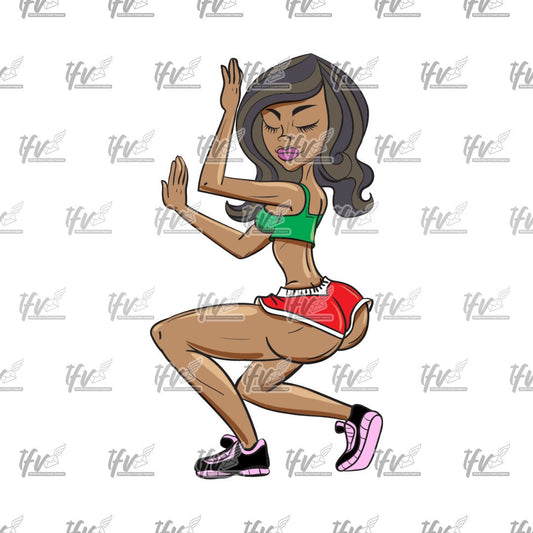 Twerk Dance Cartoon Clip Art (PNG File)