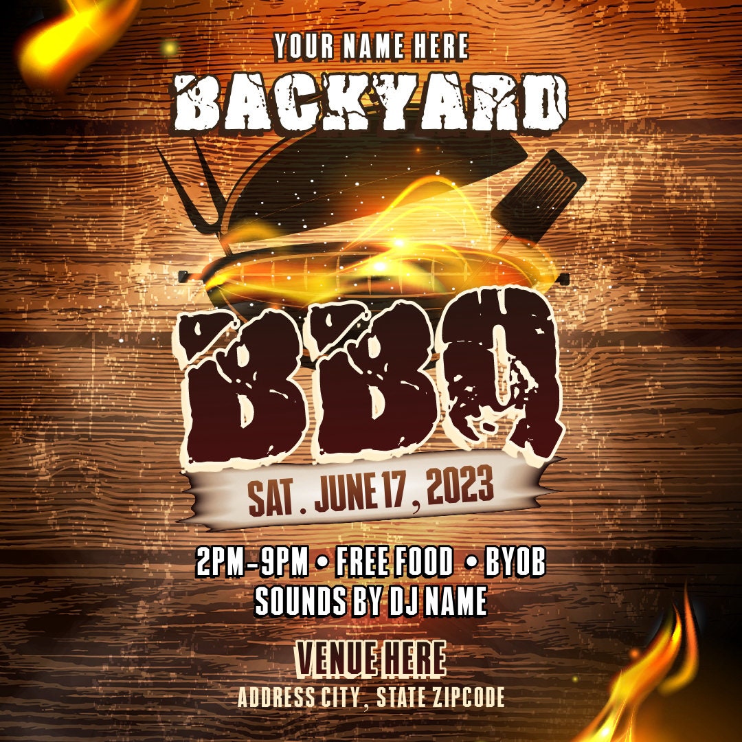 Backyard BBQ Party Flyer Editable Template
