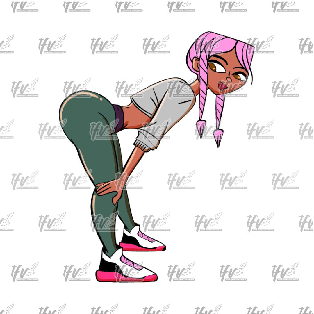 Twerk Dance Cartoon Clip Art (PNG File)