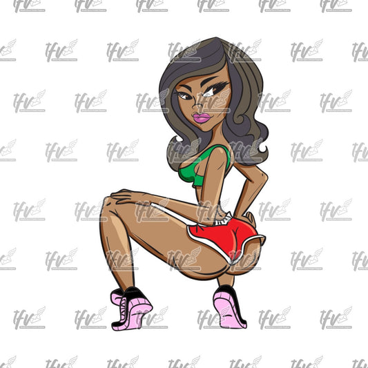Twerk Dance Cartoon Clip Art (PNG File)