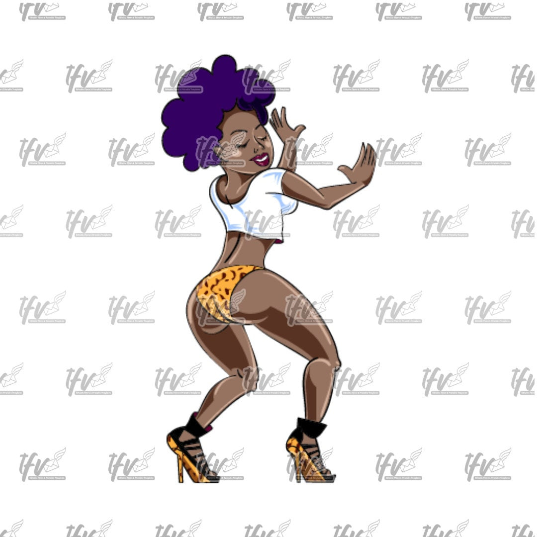 Twerk Dance Cartoon Clip Art (PNG File)