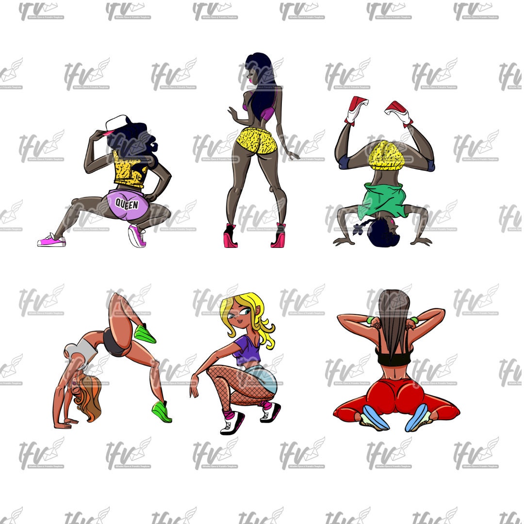 Twerk Dance Cartoon Clip Art Bundle (PNG)