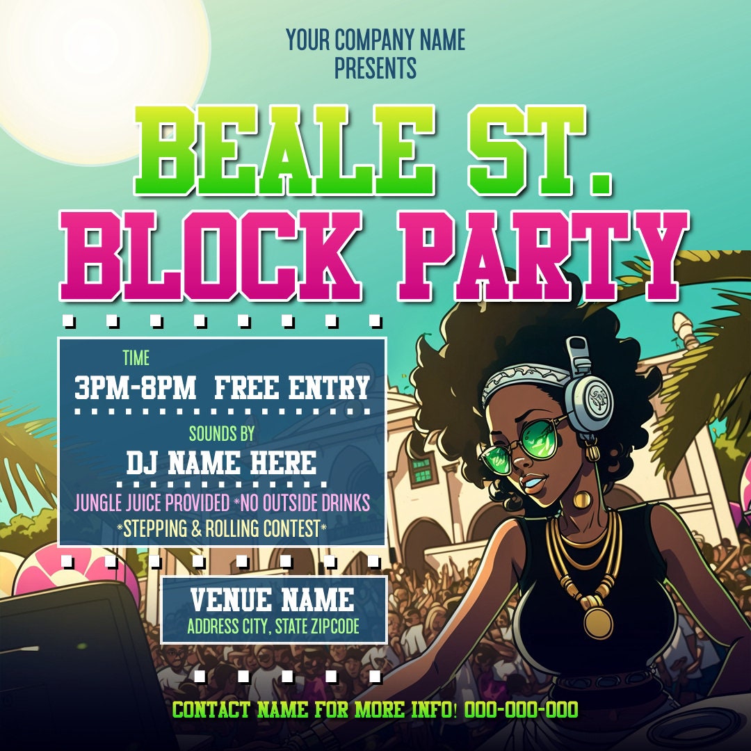 College Block Party Flyer Editable Template