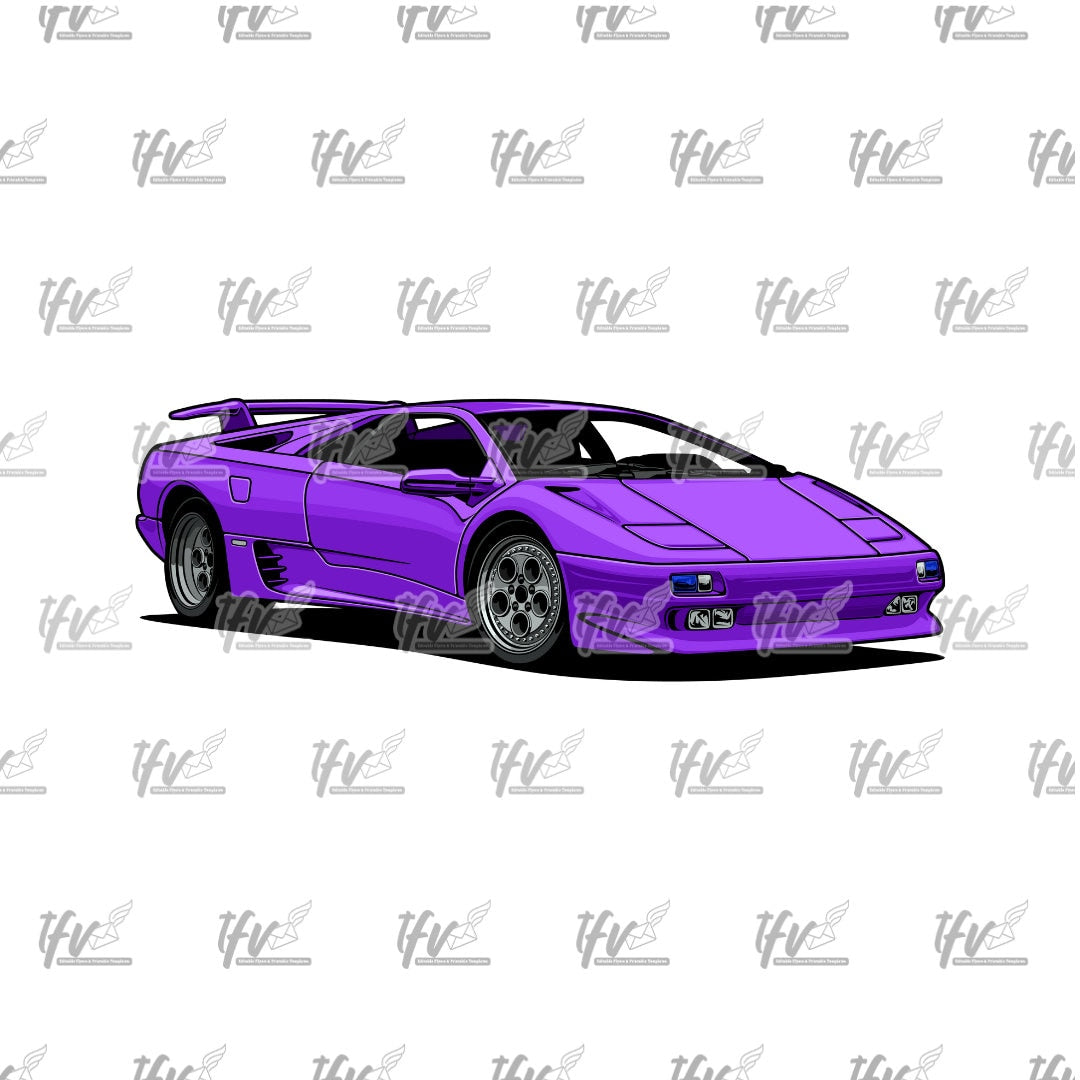 Purple Lambo, Fast Car Clip Art