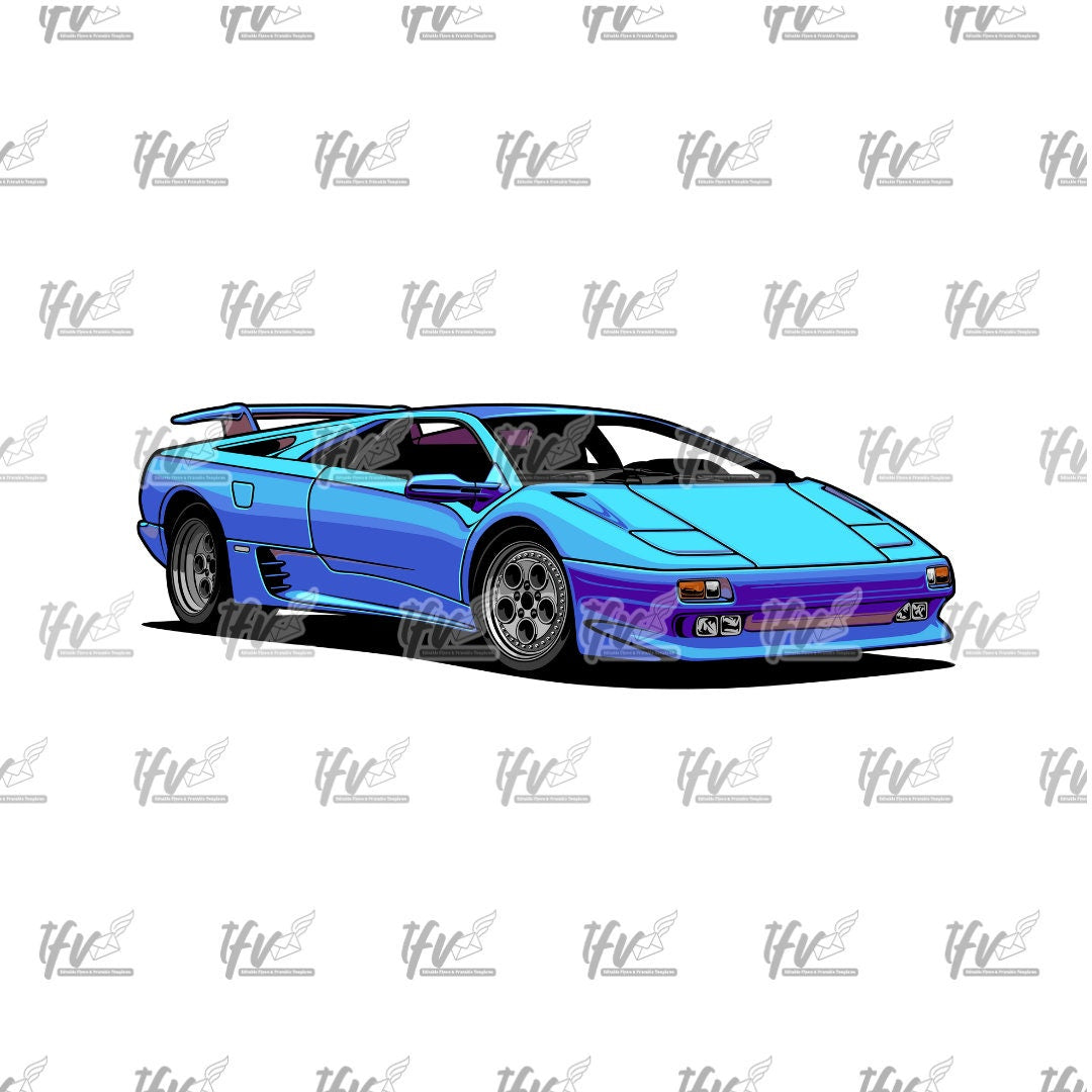 Blue Lambo, Fast Car Clip Art