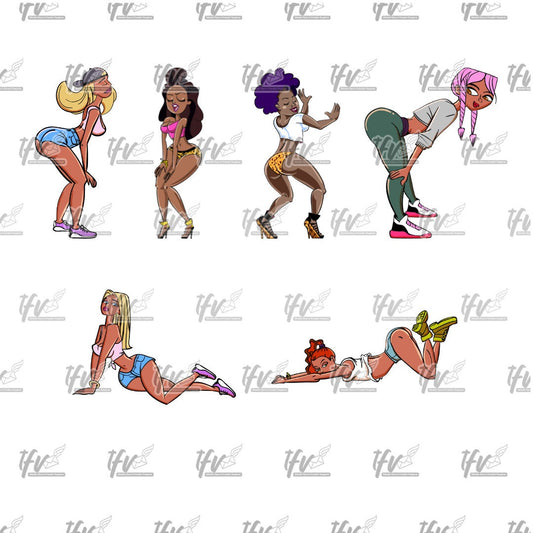 Twerk Dance Cartoon Clip Art Bundle (PNG)