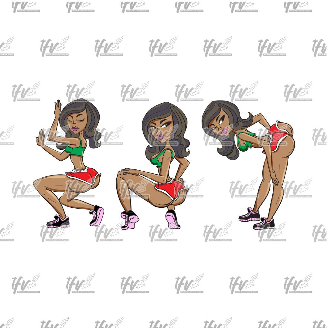 Twerk Dance Cartoon Clip Art Bundle (PNG)