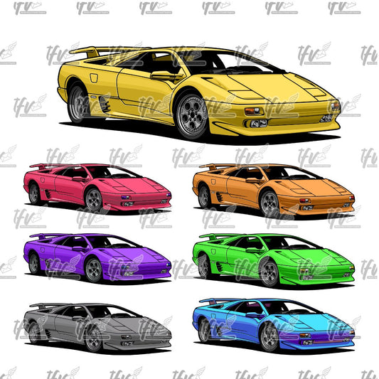 Lamborghini Clip Art Bundle, Exotic Cars Clip Art, Car Png, Illustration