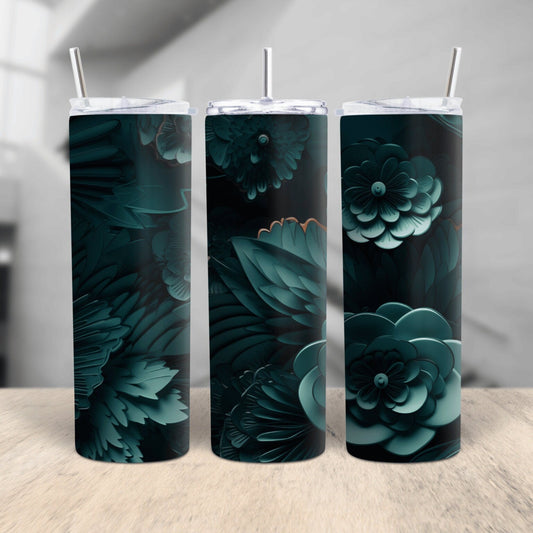 3D Floral Pattern 20 Oz Skinny Tumbler Wrap