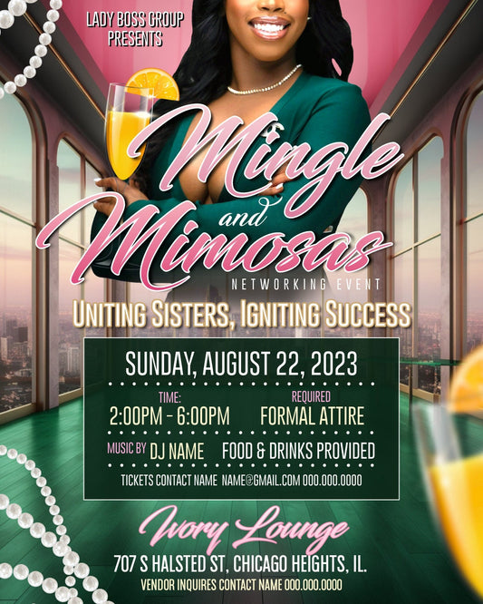 Mingle and Mimosas Party Flyer Editable Template