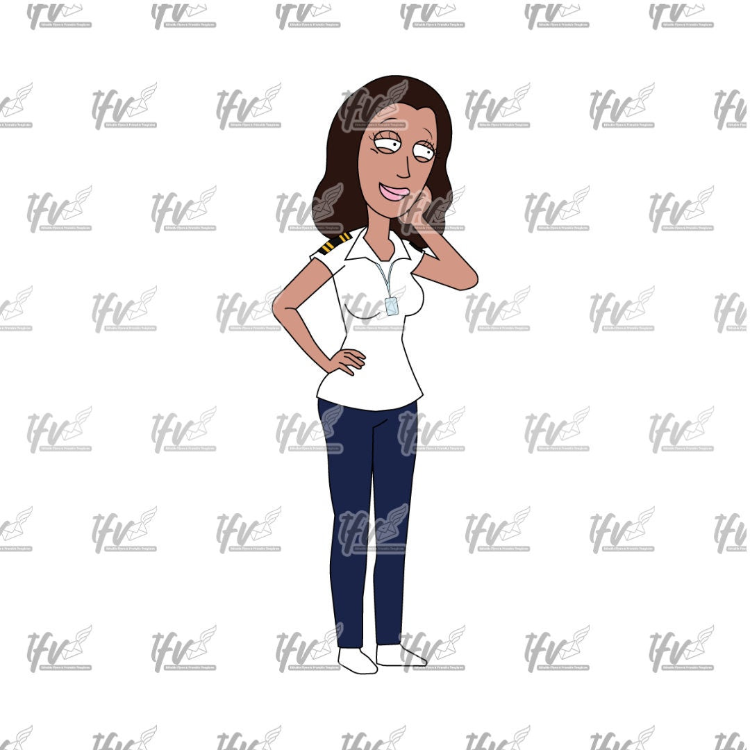 Black Flight Attendant Png, Black Woman Animation, Black Woman Clipart, Black Girl Digital Art, African American Cartoon, Digital Art File