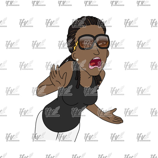 Woman with Braids Yelling Clip Art