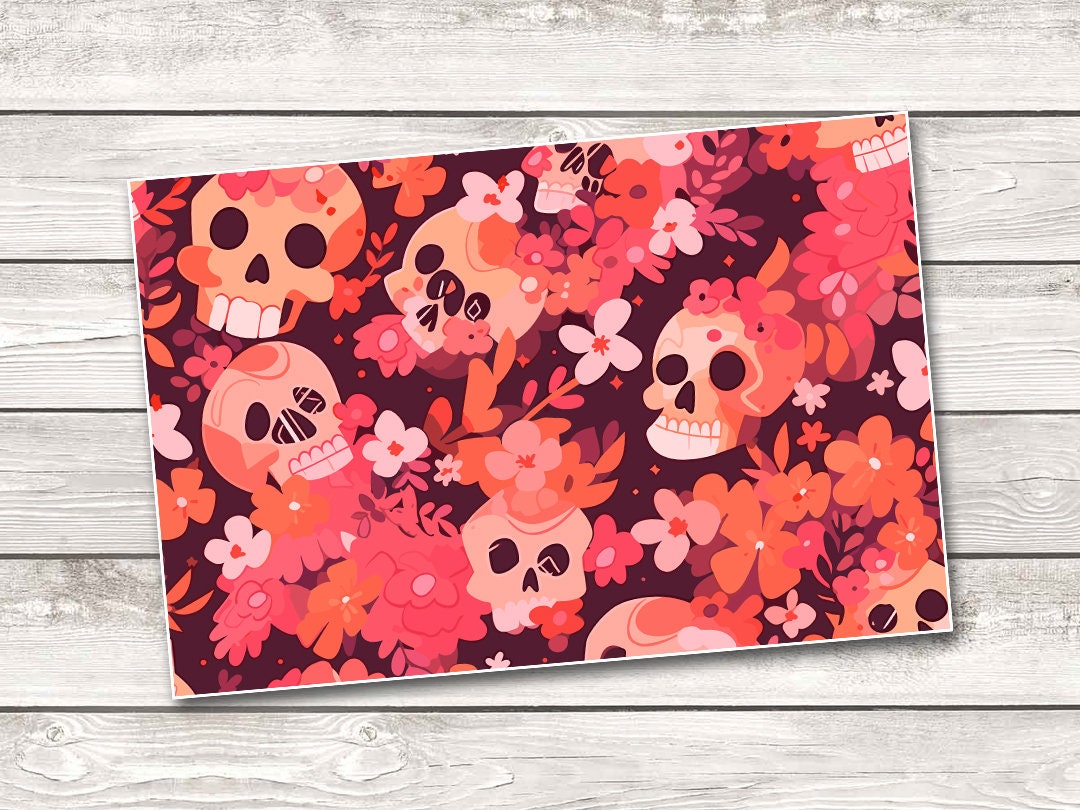 Pink Halloween Skulls Pattern 20 Oz Skinny Tumbler Wrap