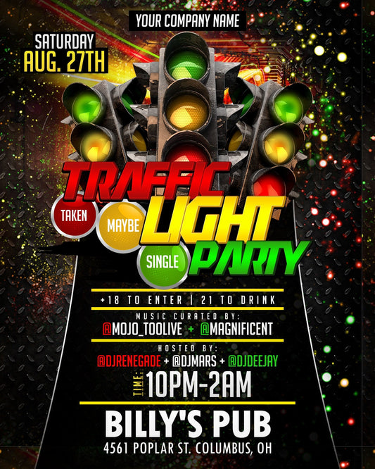 Traffic Light Party Flyer Editable Template