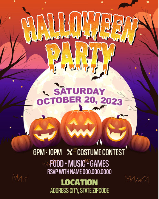 Haunted Halloween Party Invitation - Editable Template (Corjl Design)
