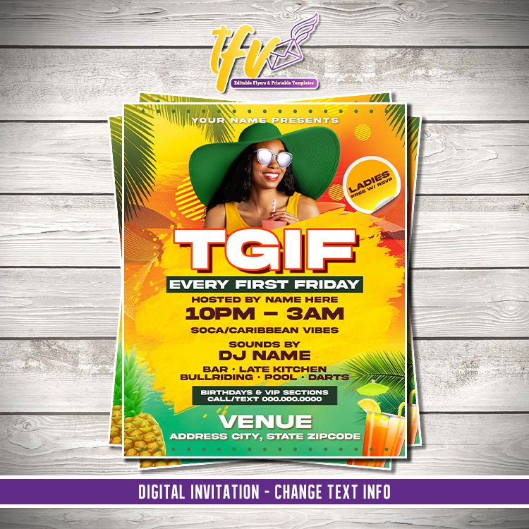 Summer Caribbean Party Invitation – Editable Corjl Template