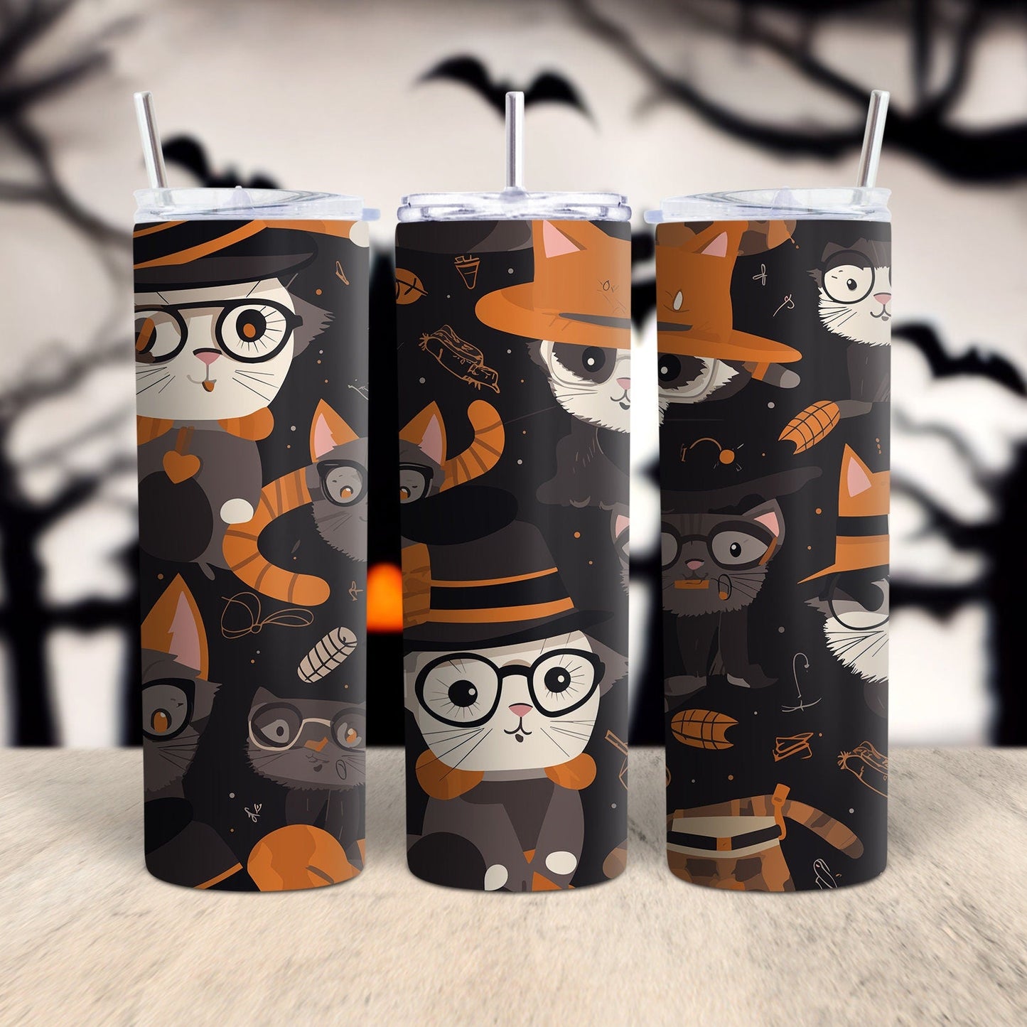Supernatural Kitten Pattern 20 Oz Skinny Tumbler Wrap