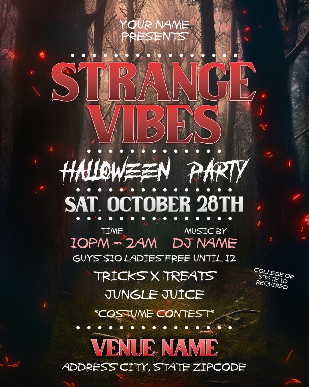 Strange Vibes Halloween Party Flyer - Editable Template