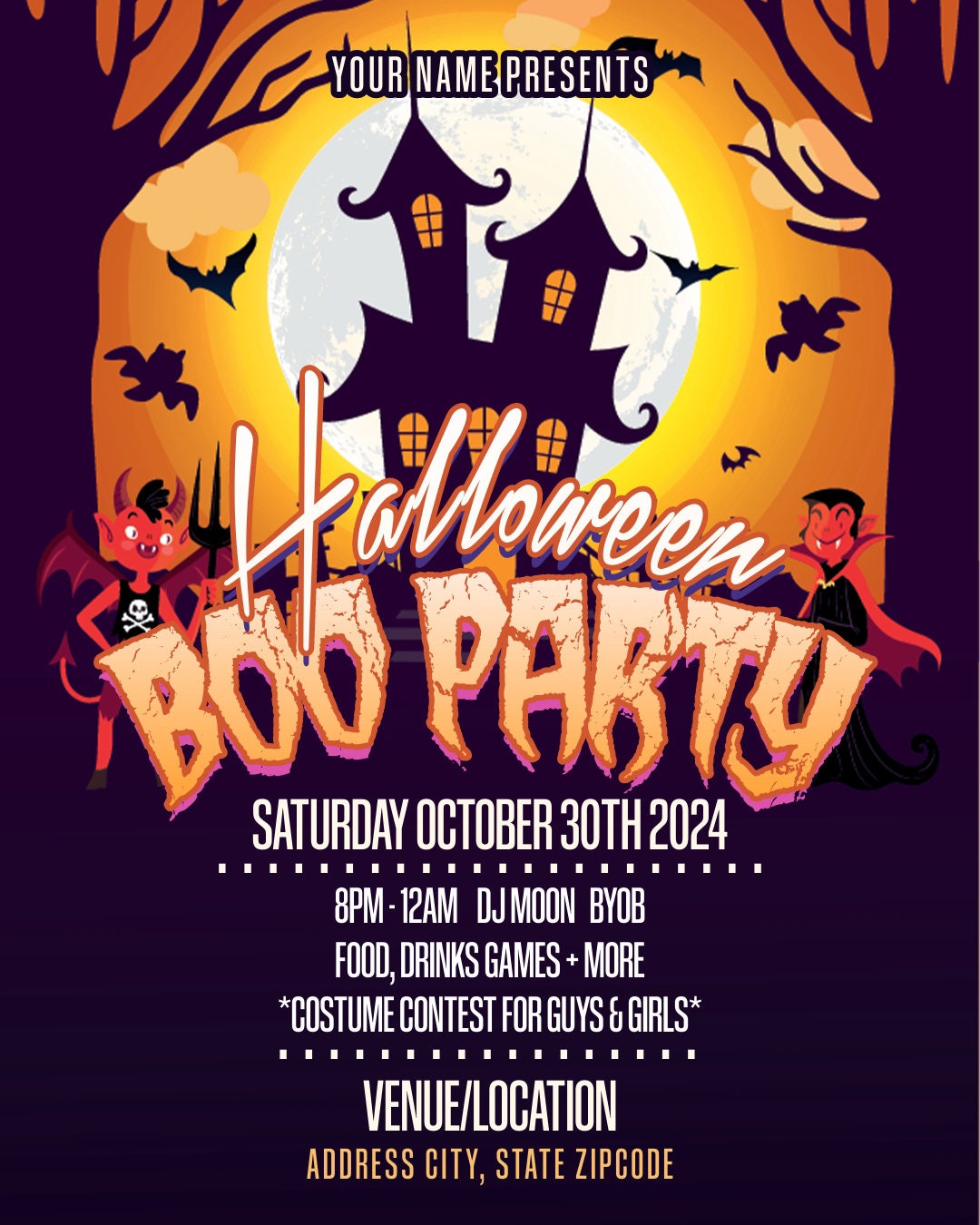 Halloween Boo Party Flyer Editable Template