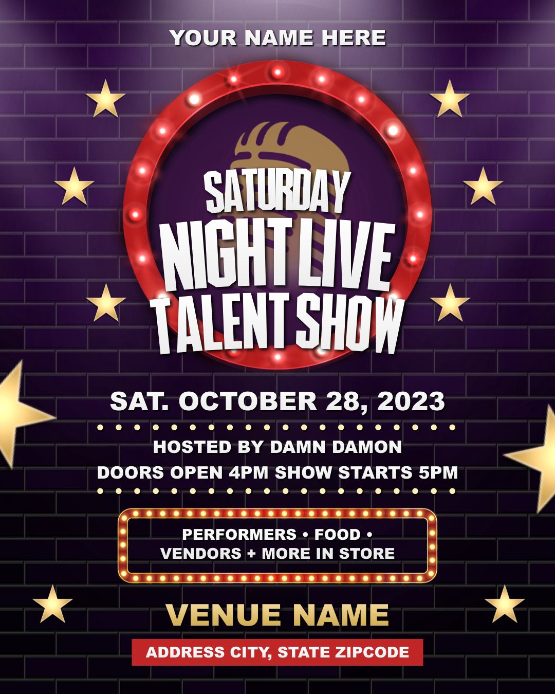 SNL Talent Show Invitation - Editable Template (Corjl Design)