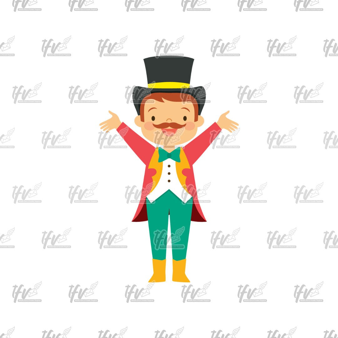 Circus Showman Png, Clown Clipart, Cool Band Leader, Cartoon Clipart, Carnival Clip Art, Digital Download, Sublimation Art, Printable Art