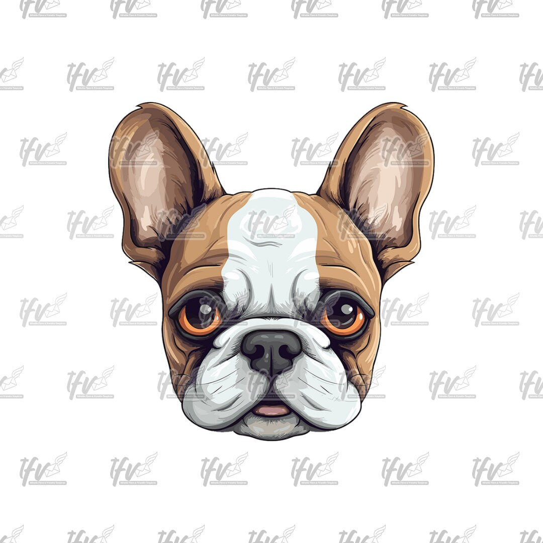 White and Brown French Bulldog Clip Art
