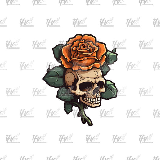 Halloween Skull Rose Clip Art