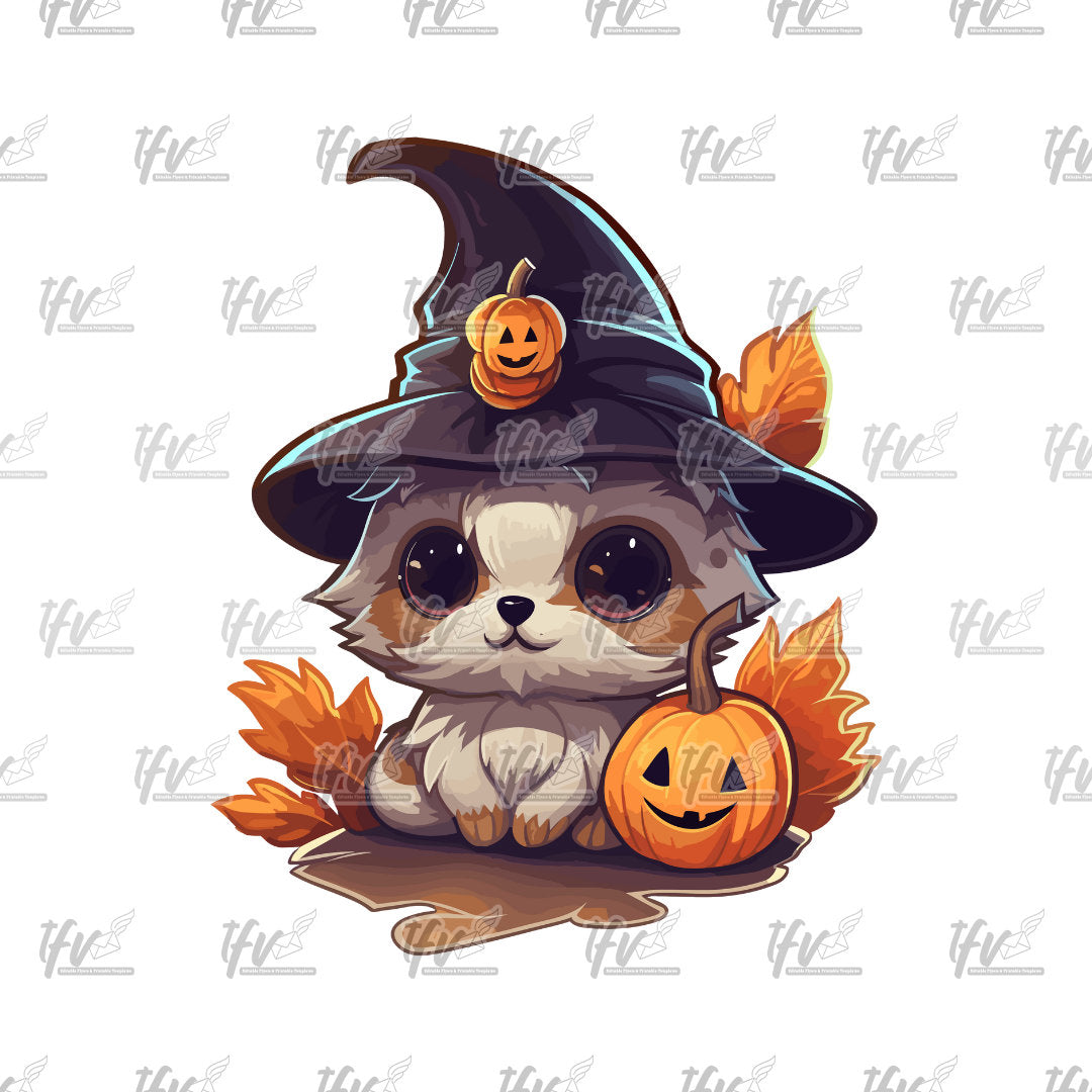 Cute Puppy Clipart, Halloween Dog PNG, Fluffy Bulldog, French Bully Vector Art, Halloween Cartoon, Witch Dog, Magic Dog Sublimation, Clipart