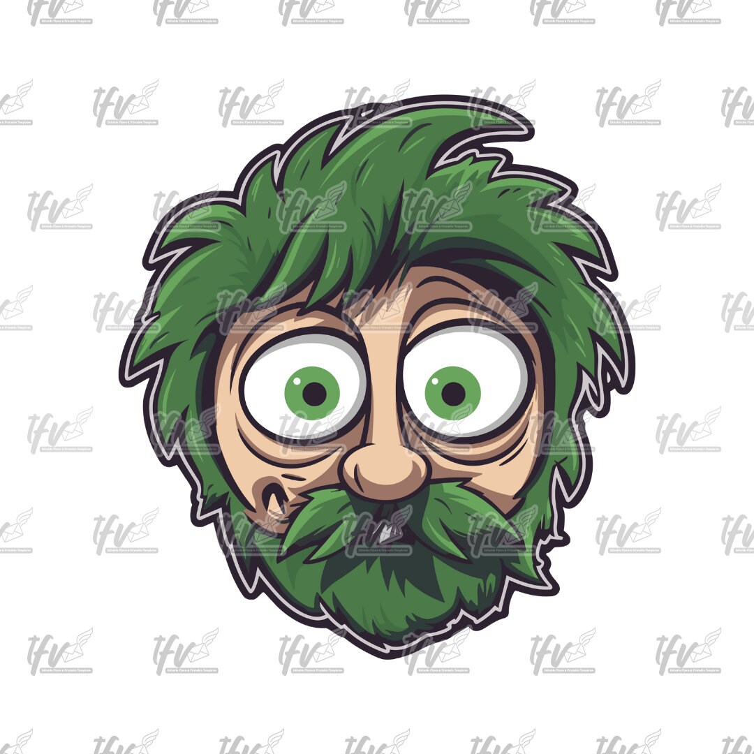 Funny Greenman, Greensmen Sticker Art, Garth Green Clip Art, Green Man PNG, Vector Art, Cartoon, Illustration, Sublimation, Clip Art