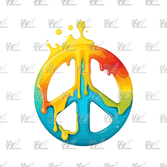 3D Peace Sign Clipart, Peace Sign PNG, Psychedelic Colors, Hippy Peace Sign, Bright Colors, Hippy Cartoon, Illustration Sublimation, ClipArt