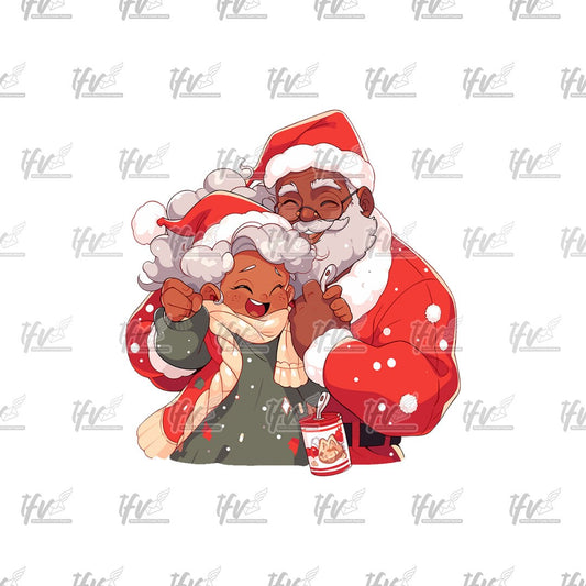 Black Santa Clauses Clipart, Christmas PNG, Black Santa Vector Art, Christmas Cartoon, Black Santa Sublimation Design, Christmas Clip Art