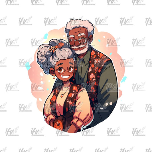 Afro American Mrs. Clause and Mr. Clause, Santa Clause PNG, Vector Art, Cartoon, Kwanza Clipart, Sublimation, Clip Art, Black Art, Holiday