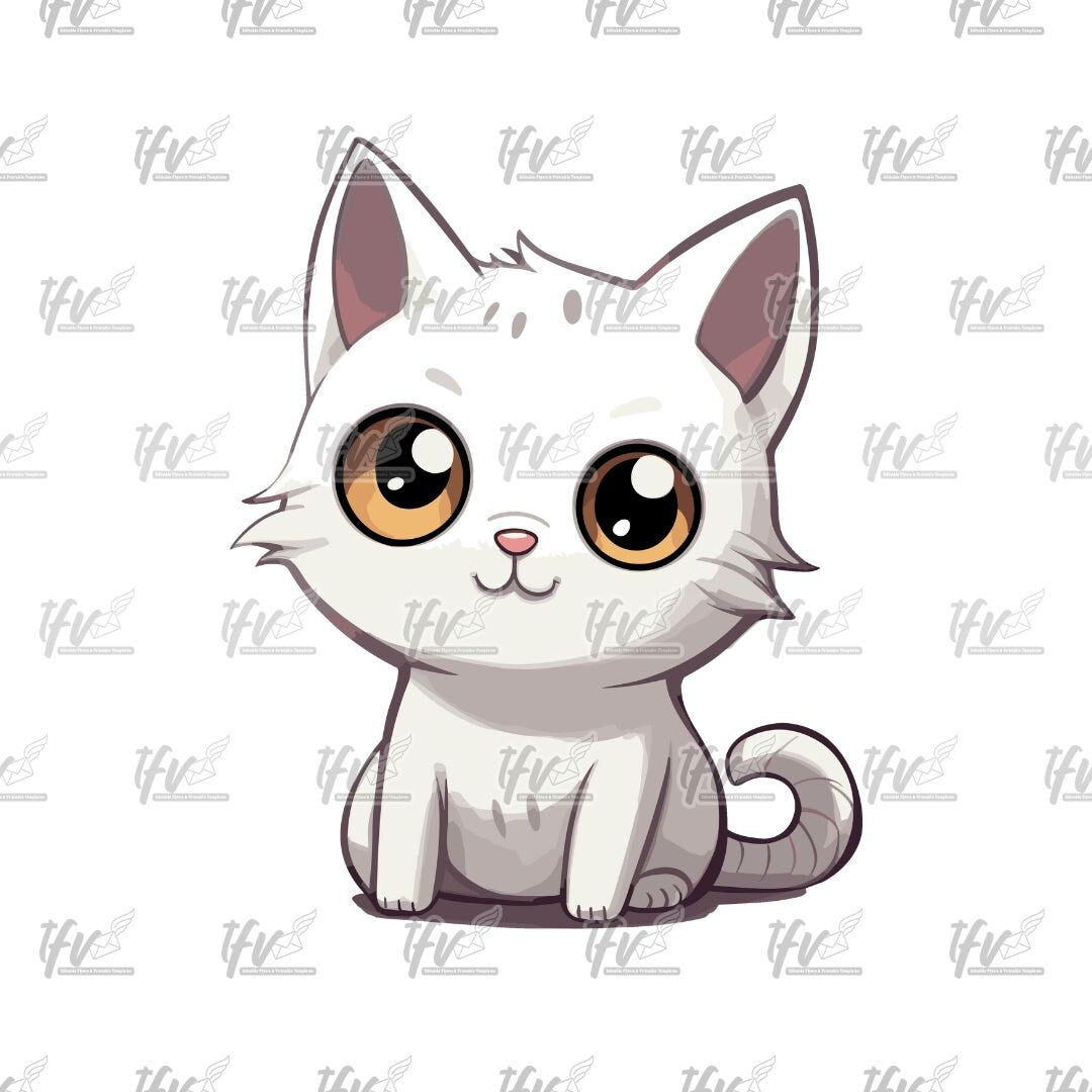 White Cute Cat Clip Art
