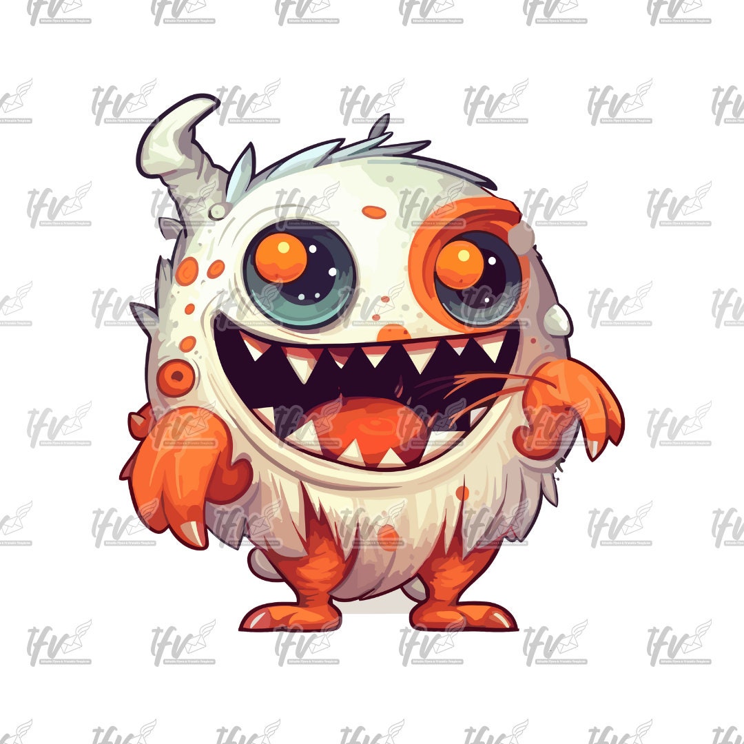 Furry Monster Clipart, Furry Monster Png, Halloween PNG, Halloween Clipart, Monster Vector Art, Cartoon, Illustration, Sublimation, Clip Art