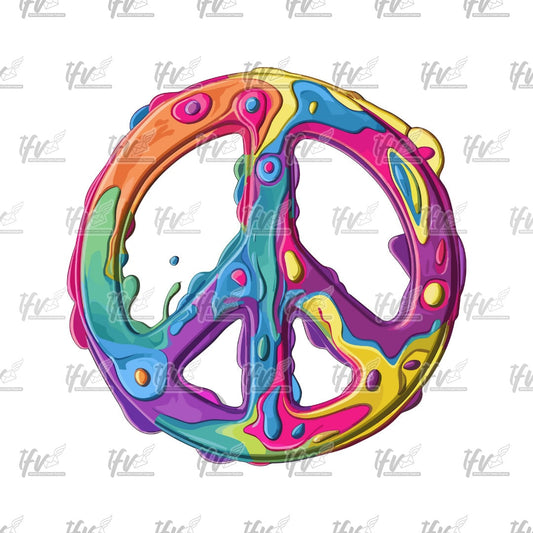 Groovy Peace Sign PNG, 3D Peace Sign, Drippy Color, Psychedelic Peace Sign, Melting Colors Png, Cartoon, Illustration, Sublimation, Clip Art