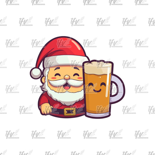 Spirits PNG, Santa Drinking Beer Clipart, Christmas Cartoon, Holiday Illustration Sublimation, Clip Art, Holiday Png, Beer Png, Beer Mug
