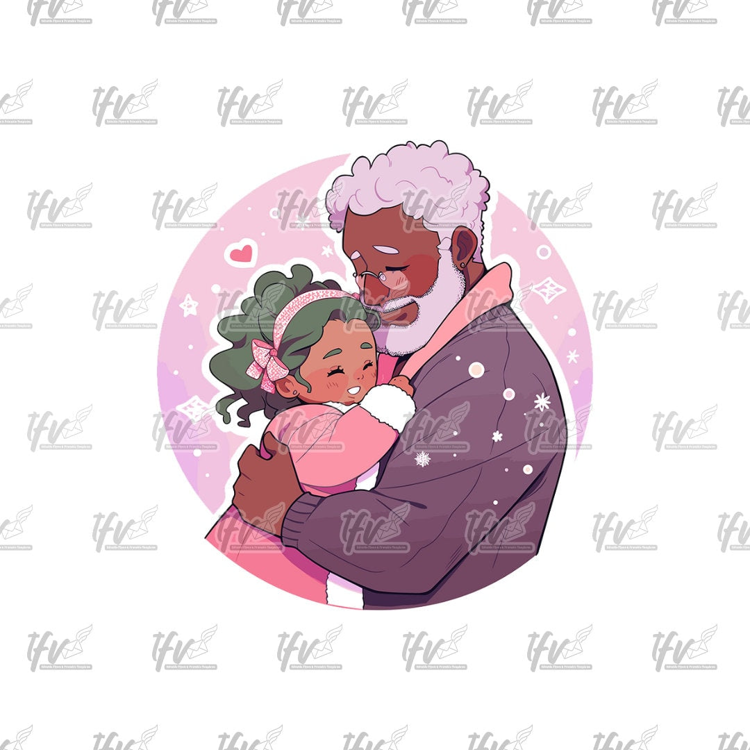 Granddad and Granddaughter Christmas Clip Art