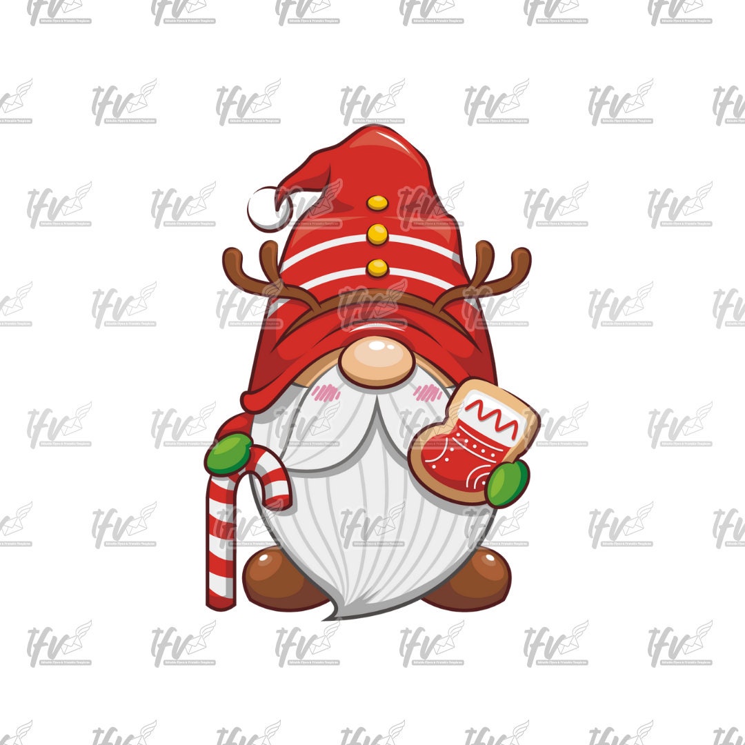 Christmas Gnome, Cute Clipart, Cute Gnome, Christmas, Christmas Clipart, PNG, Vector Art, Cartoon, Christmas Cookie, Sublimation, Clip Art
