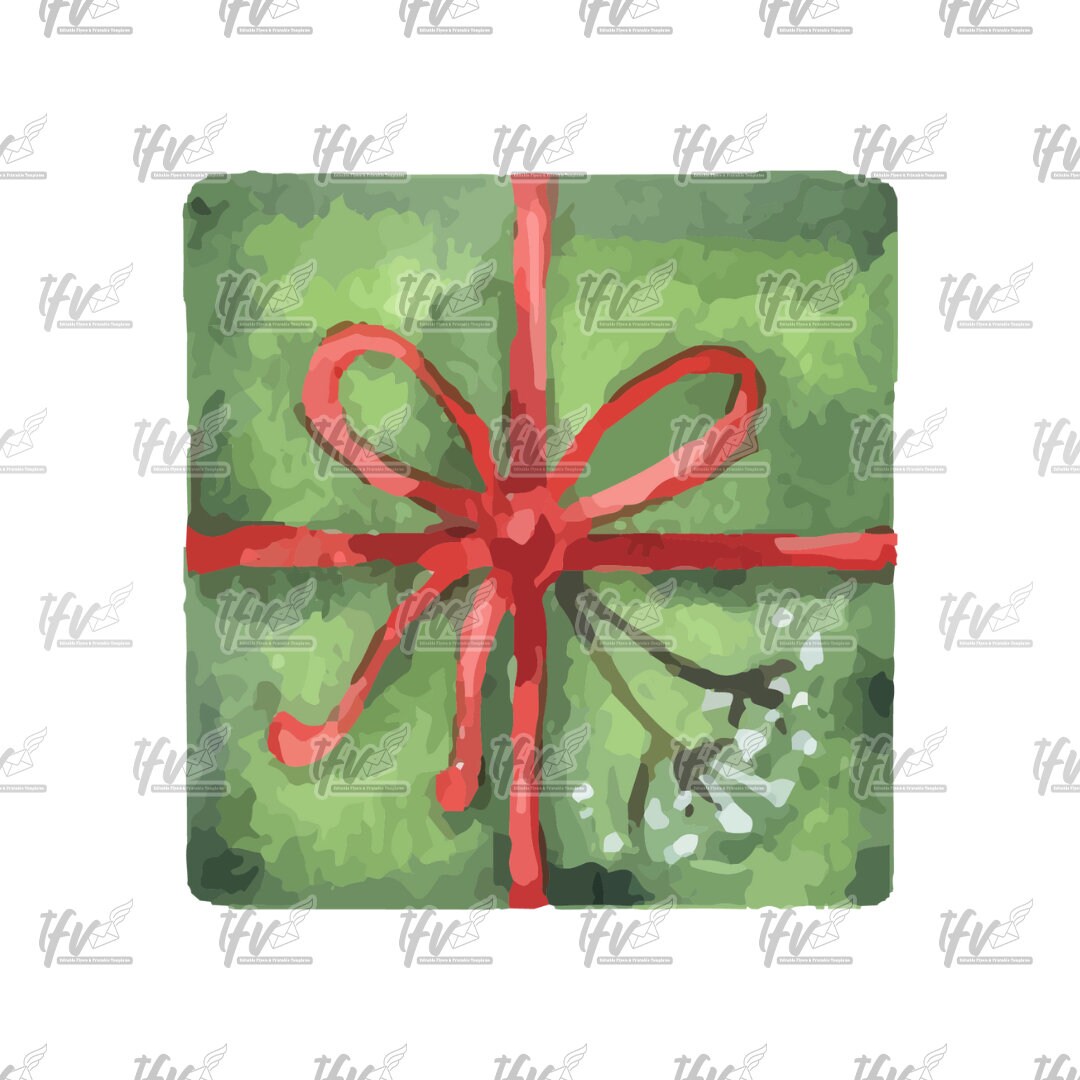 Christmas Clipart, Christmas Gift Watercolor Vector, Christmas ClipArt, Christmas Reef, Christmas Present Sublimation, Sublimation Design