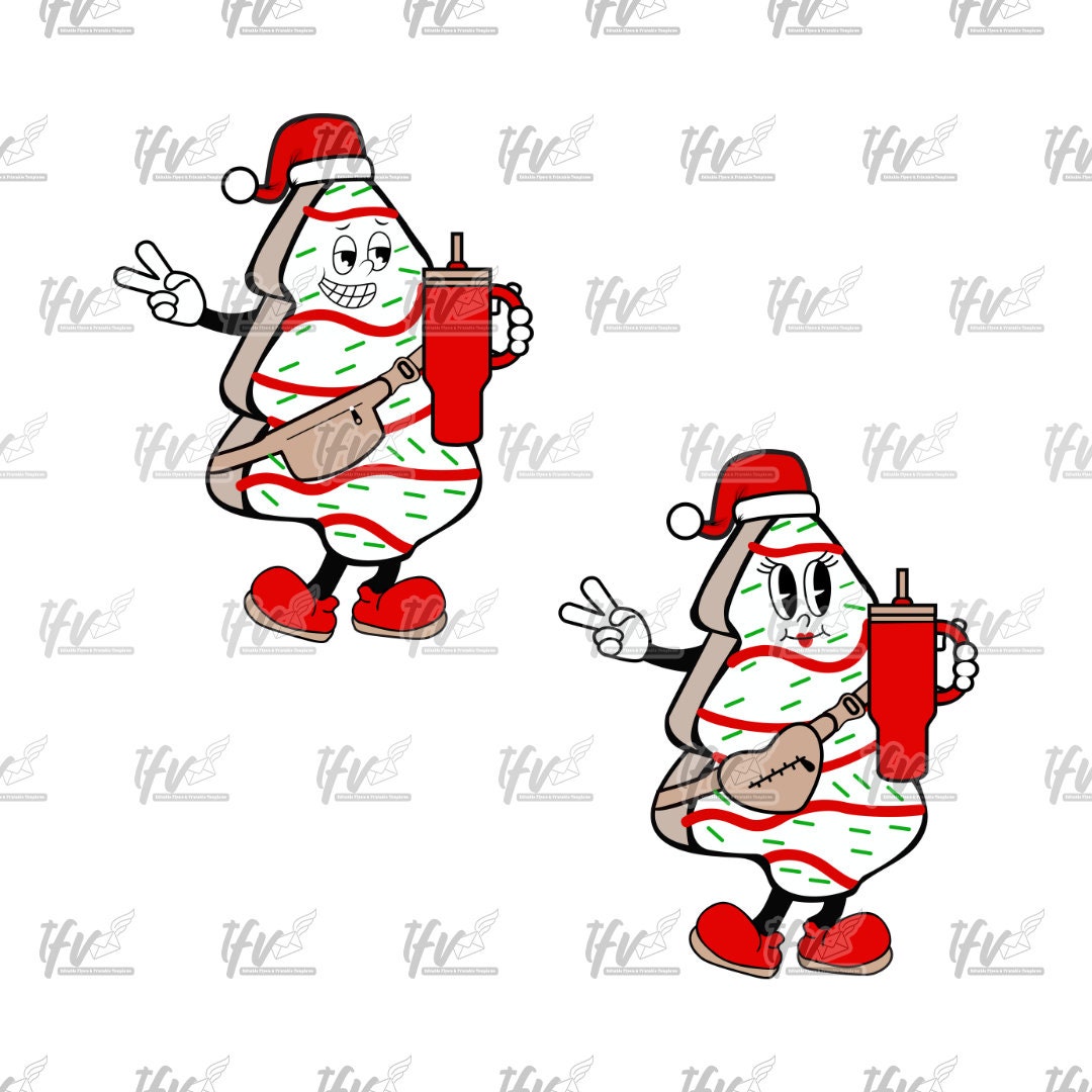 Cute Christmas Cake Tree, Christmas, Cute Couple, Santa Svg, Christmas Illustrations, Cartoon, Christmas Clipart, Sublimation Art, Clip Art