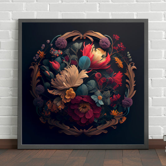 3D Floral Abstract Crest Pattern