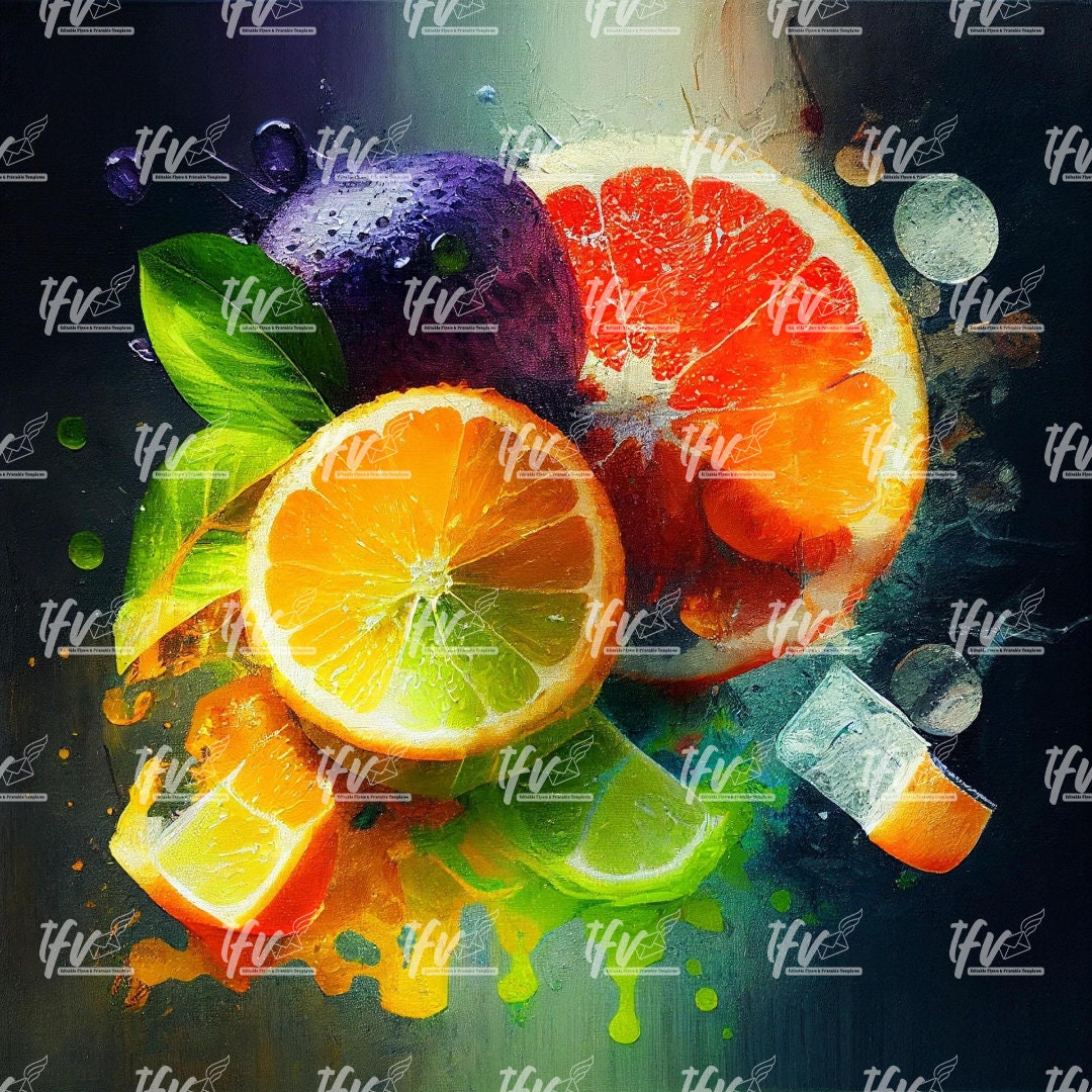 Fruit Watercolor Painting, Digital Print, Abstract Painting, Fruit Painting, Fruit Design, Fresh Produce, Instant Download, Printable Art