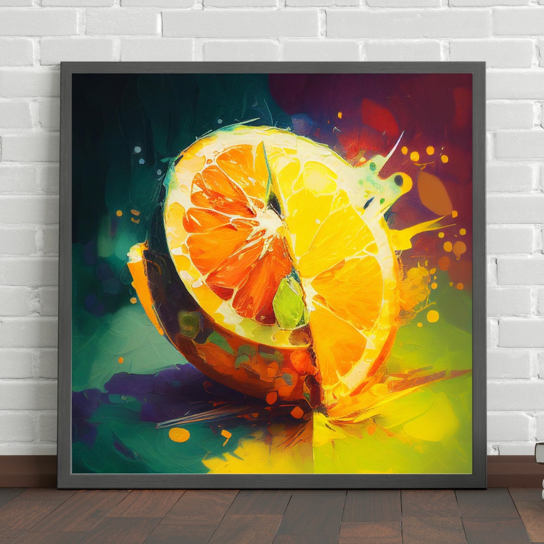 Fruit Watercolor Abstract Painting, Digital Print, Citrus Fruit, Citrus, Digital Fruit Painting, Instant Download, Digital Art Files