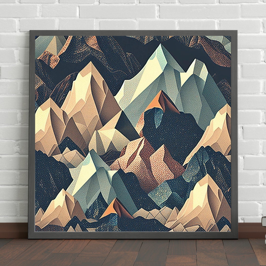 Geo Mountains, Digital Art, Instant Download, Mountains Background, Mountain Art, Lodging Art, Geometric Art, Print Pattern, Abstract Art