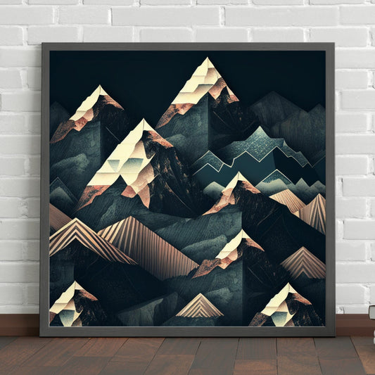 Dark Mountain Abstract Geometric Mountains, Abstract Print Pattern, Abstract Background, Abstract Print Pattern, Instant Download, Printable