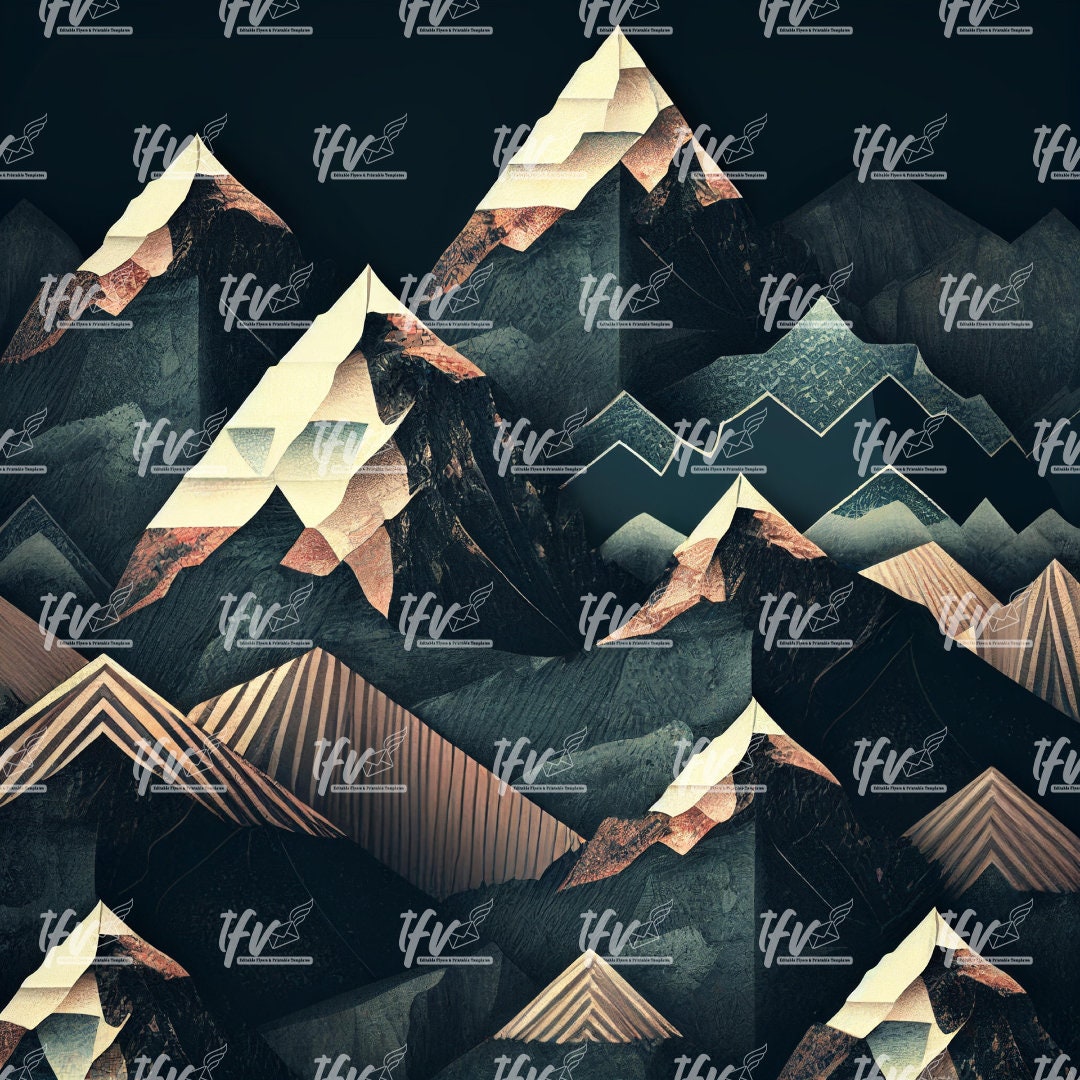 Dark Mountain Abstract Geometric Mountains, Abstract Print Pattern, Abstract Background, Abstract Print Pattern, Instant Download, Printable