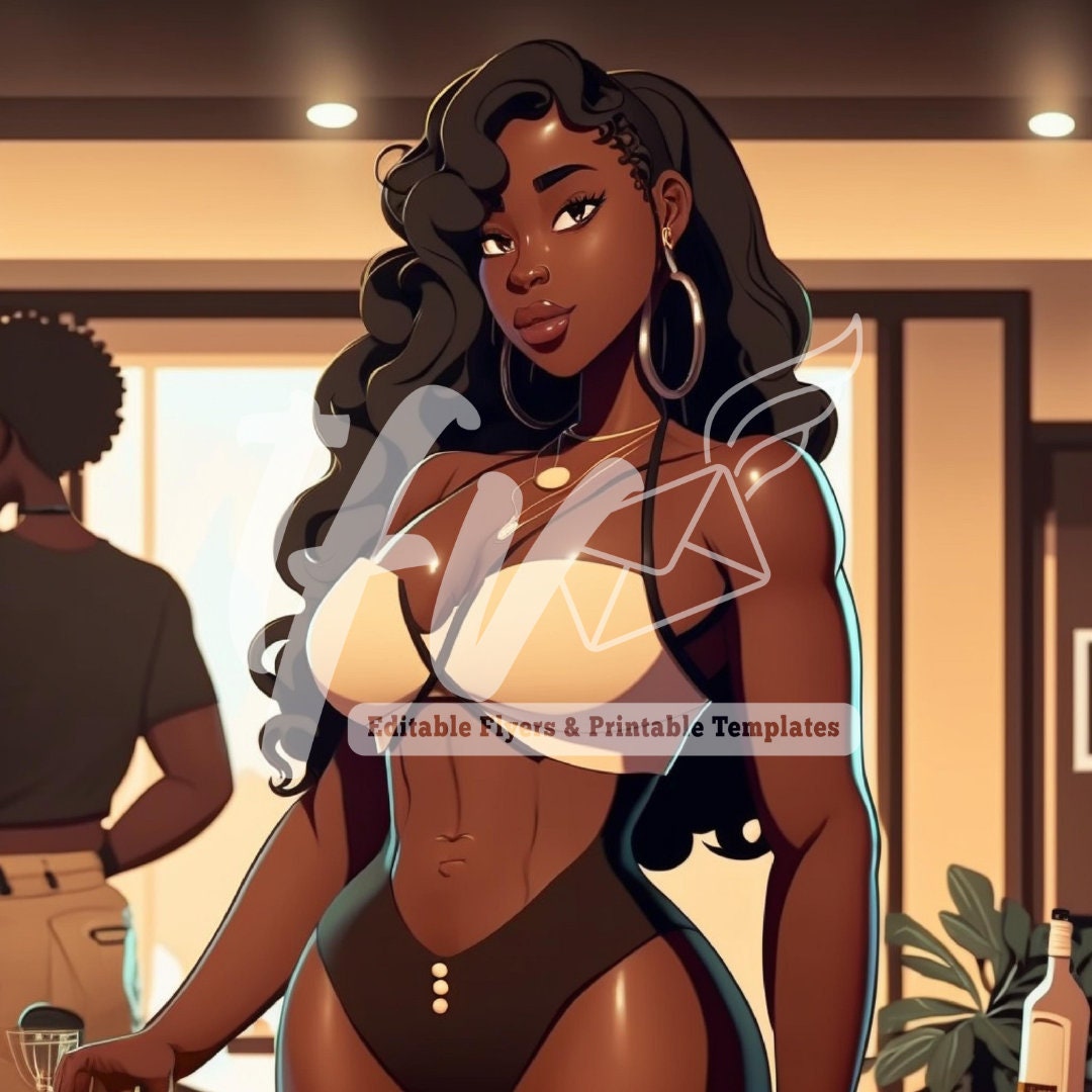 The Stallion Png, Black Art, Black Woman Comic Character, Black Woman Anime, Sublimation, Black Art Png, African American Anime, Clip Art