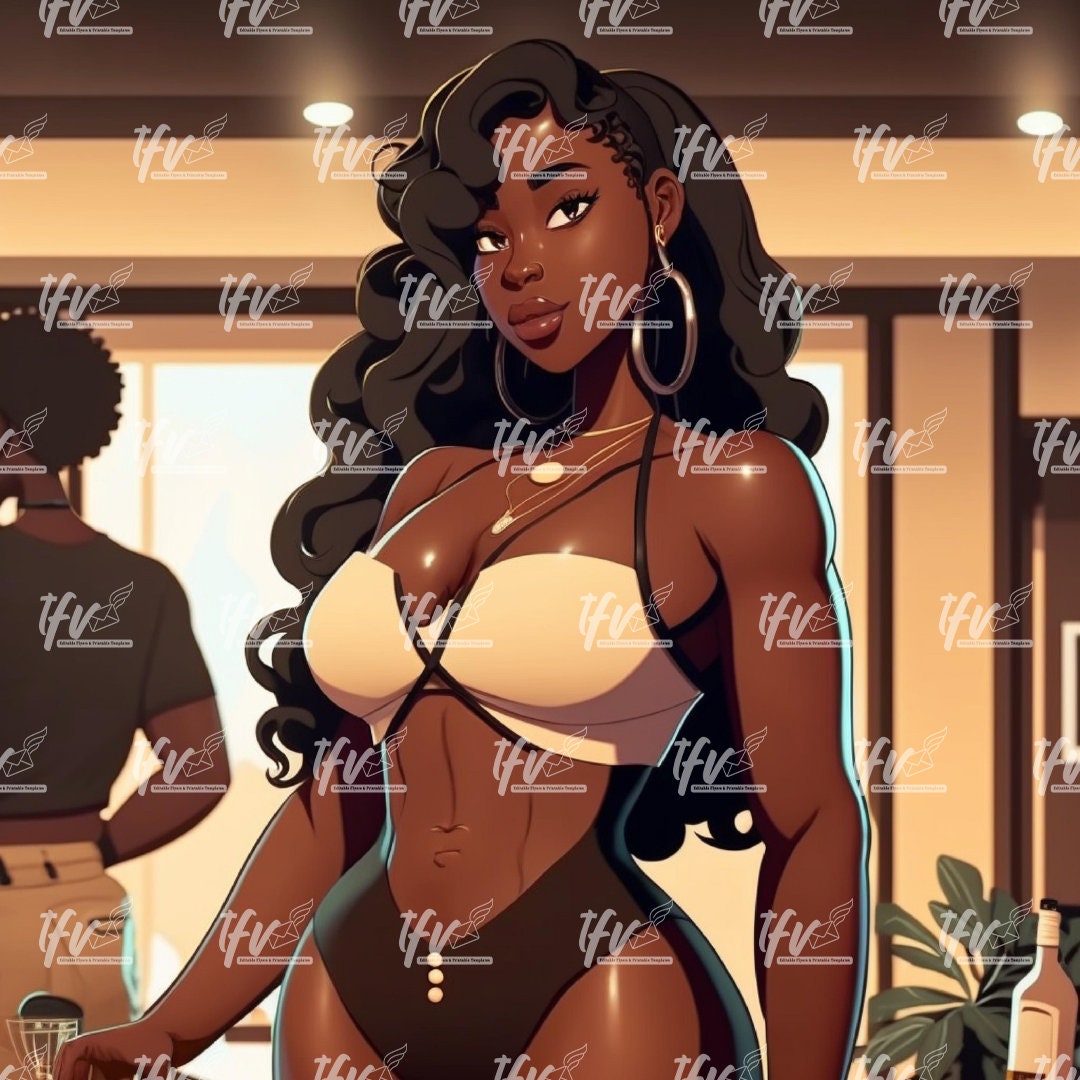 The Stallion Png, Black Art, Black Woman Comic Character, Black Woman Anime, Sublimation, Black Art Png, African American Anime, Clip Art