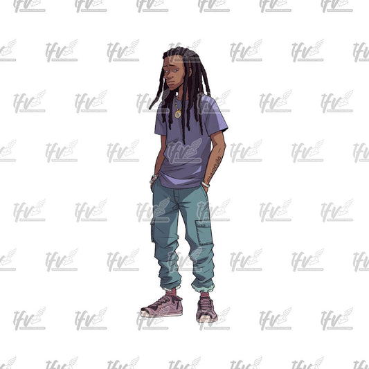 Rapper Png, Hip Hop Png, African Locs Cartoon, Rap Artist, Png, Sublimation, Cut File, Illustration, Animation Png, Clipart, Digital Art