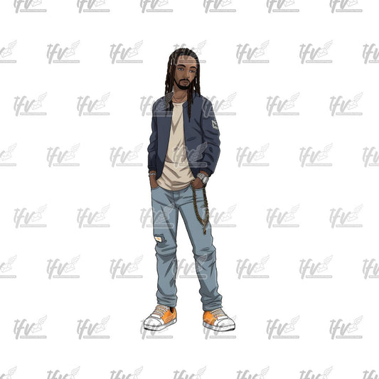 Cool Guy Png, Hip Hop Png, African American Guy, Black Locs, Png, Sublimation, Cut File, Illustration, Animation Png, Clipart, Digital Art